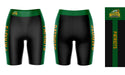George Mason Patriots Vive La Fete Game Day Logo on Waistband and Green Stripes Black Women Bike Short 9 Inseam" - Vive La Fête - Online Apparel Store
