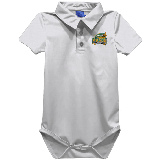 George Mason Patriots Embroidered White Solid Knit Polo Onesie