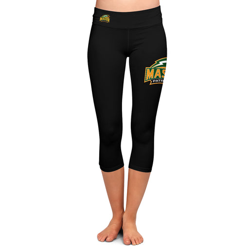 George Mason Patriots Vive La Fete Game Day Collegiate Large Logo on Thigh and Waist Girls Black Capri Leggings