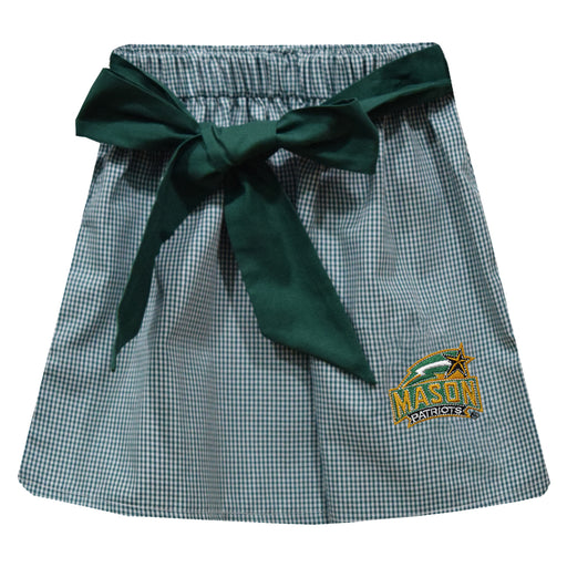 George Mason Patriots Embroidered Hunter Green Gingham Skirt With Sash