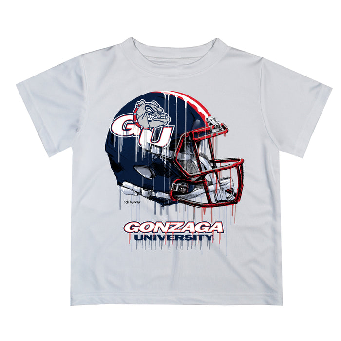 Gonzaga Bulldogs Zags GU Original Dripping Football White T-Shirt by Vive La Fete