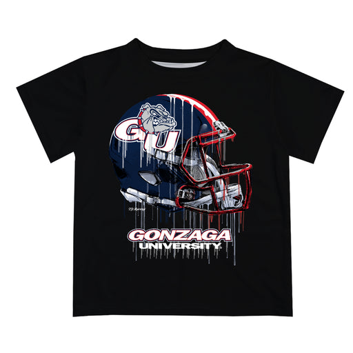 Gonzaga Bulldogs Zags GU Original Dripping Football Black T-Shirt by Vive La Fete