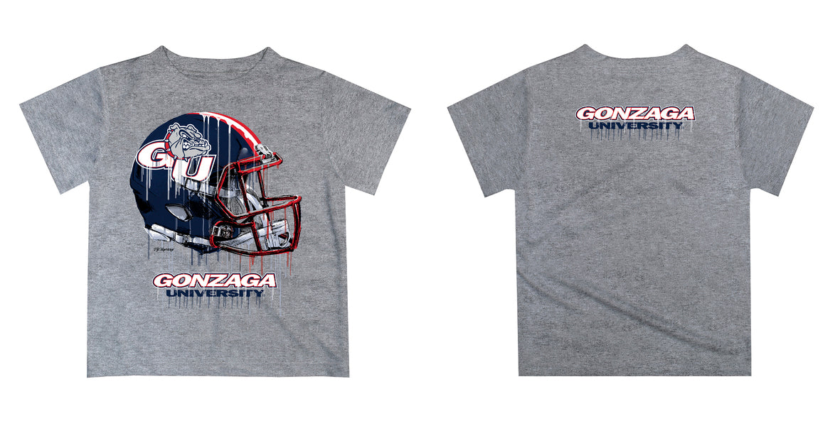 Gonzaga Bulldogs Zags GU Original Dripping Football Heather Gray T-Shirt by Vive La Fete - Vive La Fête - Online Apparel Store