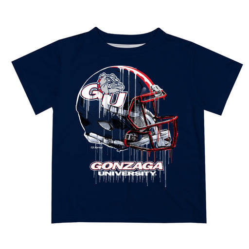Gonzaga Bulldogs Zags GU Original Dripping Football Blue T-Shirt by Vive La Fete