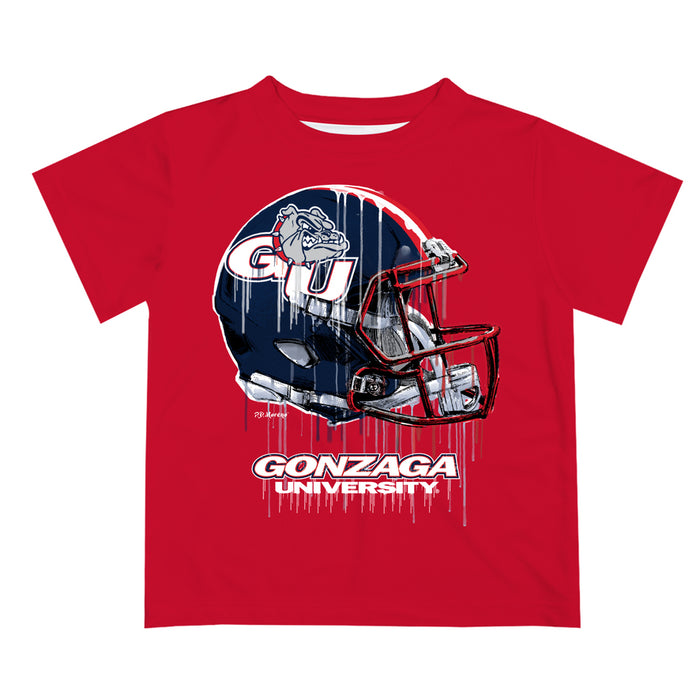 Gonzaga Bulldogs Zags GU Original Dripping Football Red  T-Shirt by Vive La Fete