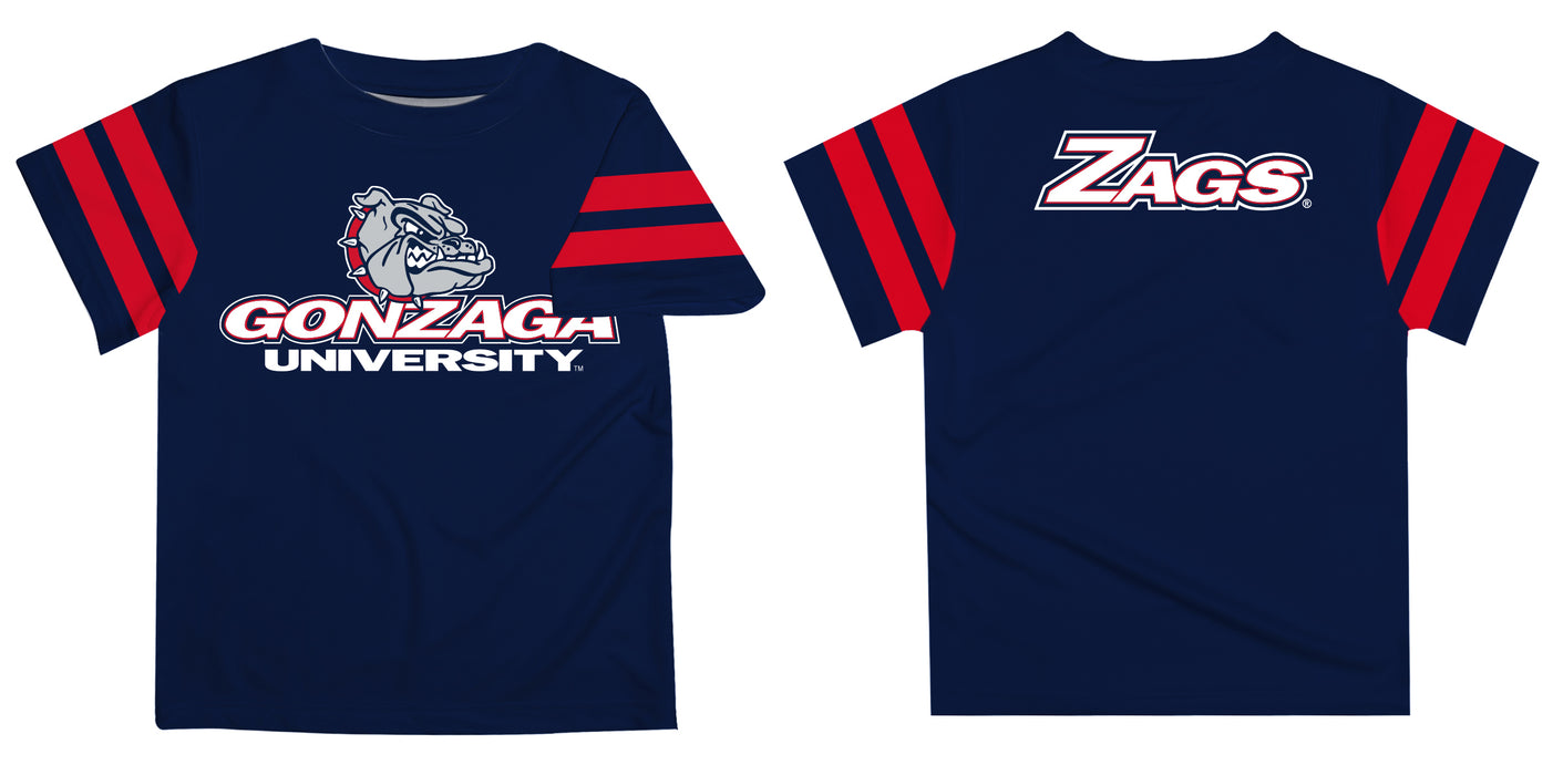 Gonzaga Bulldogs Zags GU Vive La Fete Boys Game Day Navy Short Sleeve Tee with Stripes on Sleeves - Vive La Fête - Online Apparel Store