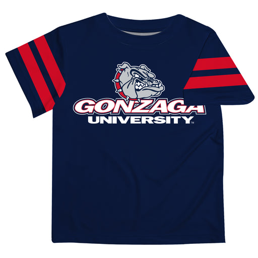 Gonzaga Bulldogs Zags GU Vive La Fete Boys Game Day Navy Short Sleeve Tee with Stripes on Sleeves - Vive La Fête - Online Apparel Store