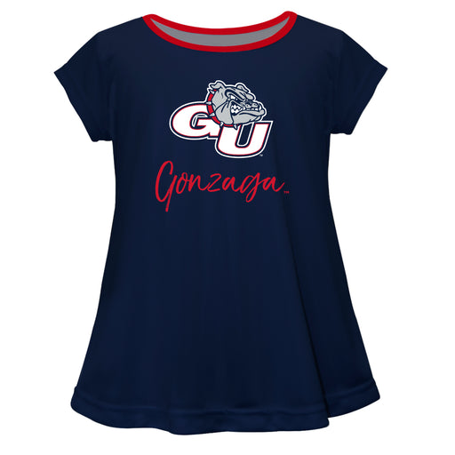 Gonzaga Bulldogs Zags GU Vive La Fete Girls Game Day Short Sleeve Navy Top with School Mascot and Name - Vive La Fête - Online Apparel Store