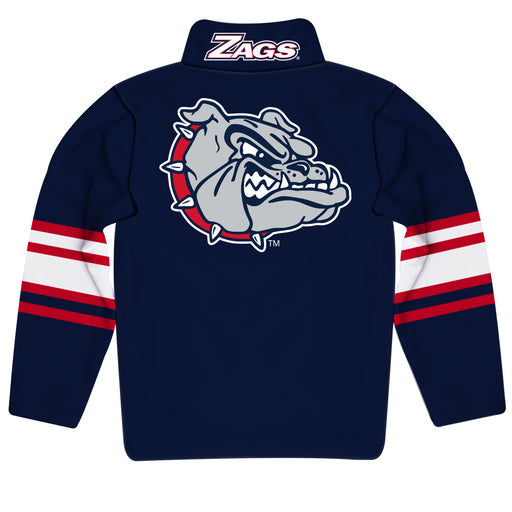 Gonzaga Bulldogs Zags GU Vive La Fete Game Day Navy Quarter Zip Pullover Stripes on Sleeves - Vive La Fête - Online Apparel Store