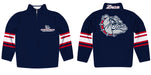 Gonzaga Bulldogs Zags GU Vive La Fete Game Day Navy Quarter Zip Pullover Stripes on Sleeves - Vive La Fête - Online Apparel Store