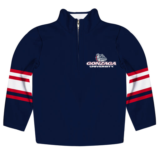 Gonzaga Bulldogs Zags GU Vive La Fete Game Day Navy Quarter Zip Pullover Stripes on Sleeves - Vive La Fête - Online Apparel Store