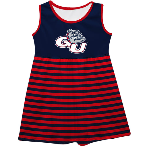 Gonzaga Bulldogs Zags GU Vive La Fete Girls Game Day Sleeveless Tank Dress Solid Navy Logo Stripes on Skirt - Vive La Fête - Online Apparel Store