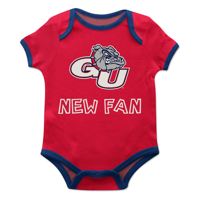 Gonzaga Bulldogs Zags GU Vive La Fete Infant Red Short Sleeve Onesie New Fan Logo and Mascot Bodysuit