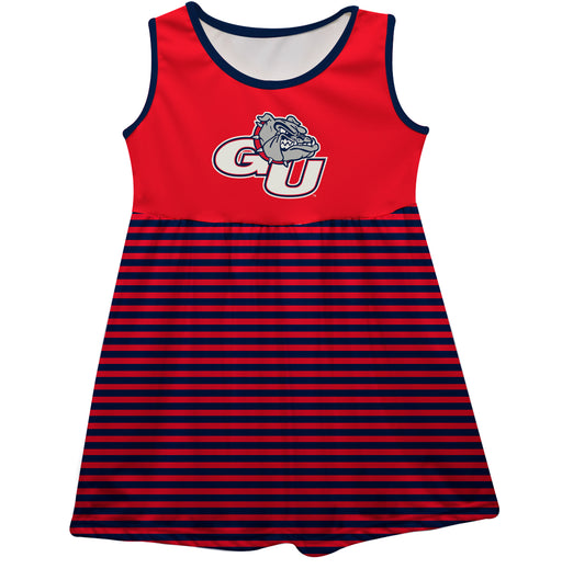 Gonzaga Bulldogs Zags GU Vive La Fete Girls Game Day Sleeveless Tank Dress Solid Red Logo Stripes on Skirt