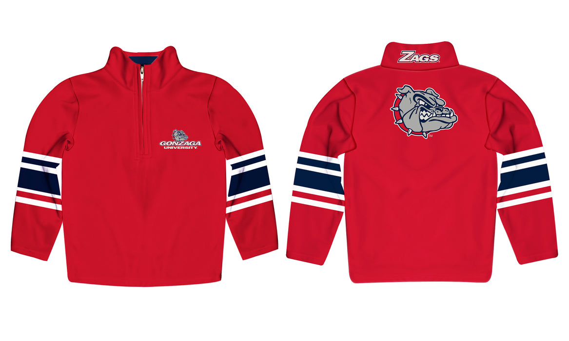 Gonzaga Bulldogs Zags GU Vive La Fete Game Day Red Quarter Zip Pullover Stripes on Sleeves - Vive La Fête - Online Apparel Store