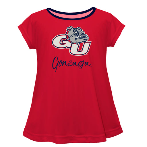 Gonzaga Bulldogs Zags GU Vive La Fete Girls Game Day Short Sleeve Red Top with School Logo and Name