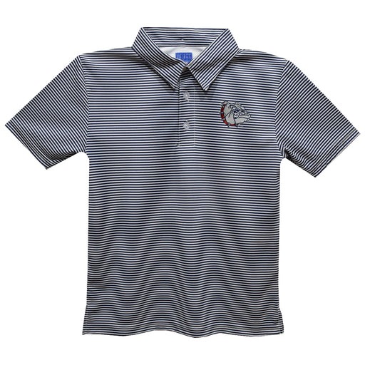 Gonzaga Bulldogs Zags GU Embroidered Navy Stripes Short Sleeve Polo Box Shirt