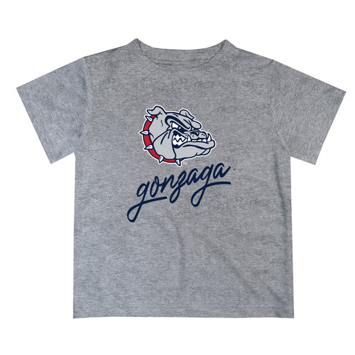 Gonzaga Bulldogs Zags GU Vive La Fete Script V1 Heather Gray Short Sleeve Tee Shirt