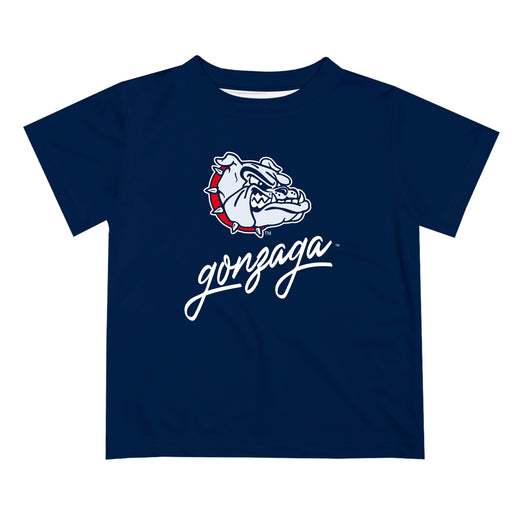 Gonzaga University Bulldogs Zags GU Vive La Fete Script V1 Blue Short Sleeve Tee Shirt