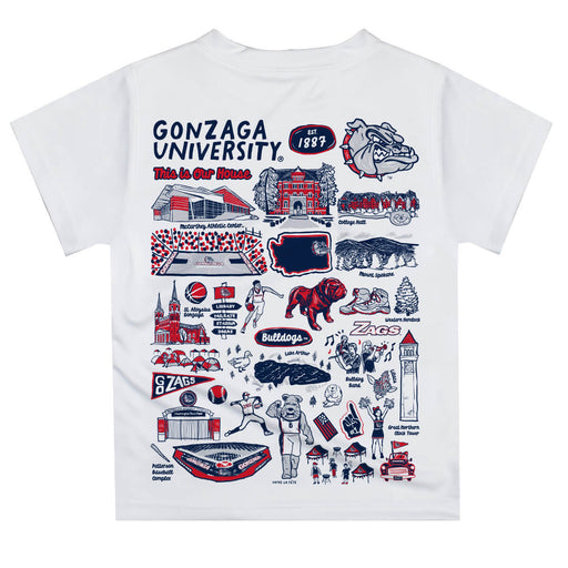 Gonzaga University Bulldogs Zags GU Hand Sketched Vive La Fete Impressions Artwork Boys Red Short Sleeve Tee Shirt - Vive La Fête - Online Apparel Store