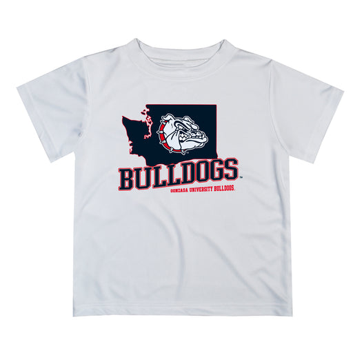 Gonzaga University Bulldogs Zags GU Vive La Fete State Map White Short Sleeve Tee Shirt
