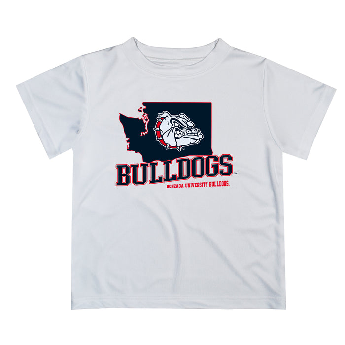 Gonzaga University Bulldogs Zags GU Vive La Fete State Map White Short Sleeve Tee Shirt