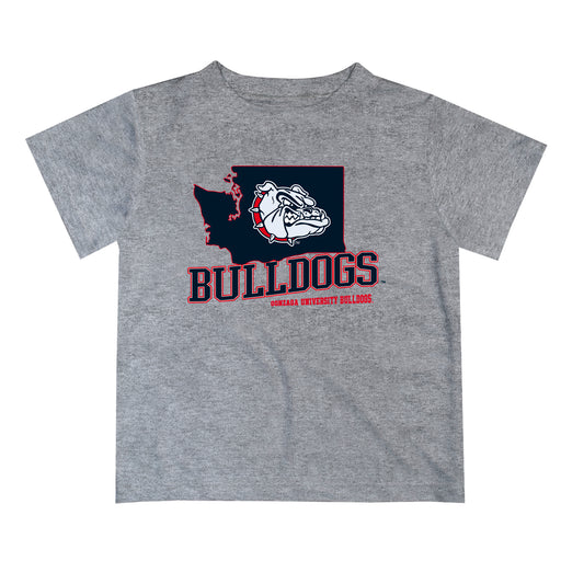 Gonzaga Bulldogs Zags GU Vive La Fete State Map Gray Short Sleeve Tee Shirt