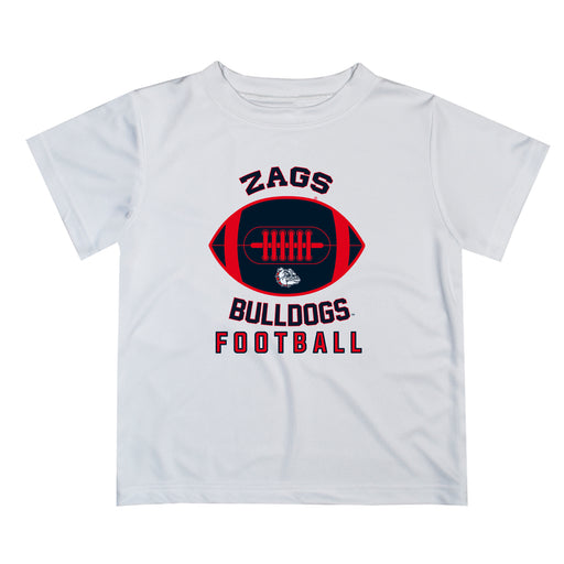 Gonzaga University Bulldogs Zags GU Vive La Fete Football V2 White Short Sleeve Tee Shirt