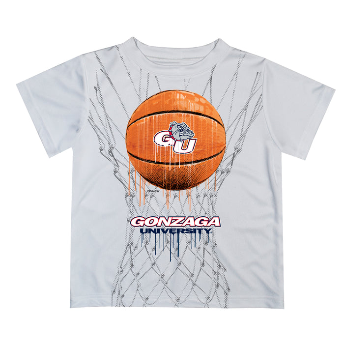 Gonzaga Bulldogs Zags GU Original Dripping Basketball White T-Shirt by Vive La Fete
