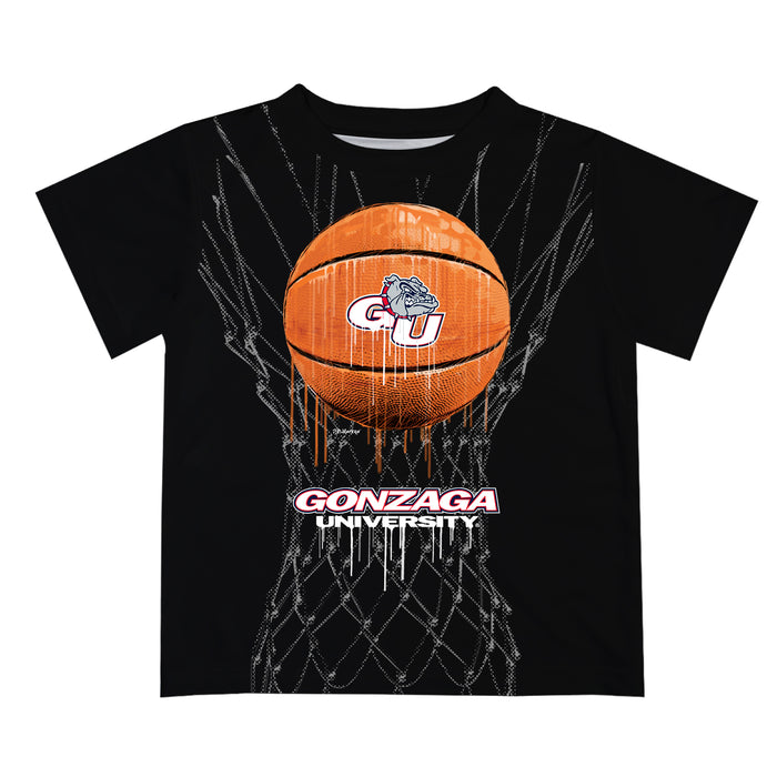Gonzaga Bulldogs Zags GU Original Dripping Basketball Black T-Shirt by Vive La Fete