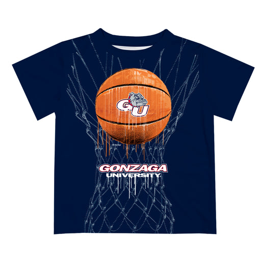 Gonzaga Bulldogs Zags GU Original Dripping Basketball Blue T-Shirt by Vive La Fete