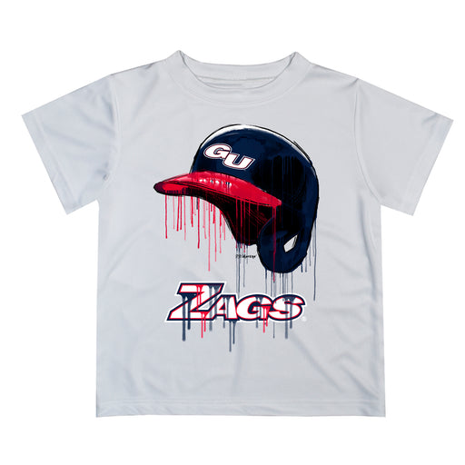 Gonzaga Bulldogs Zags GU Original Dripping Baseball Helmet White T-Shirt by Vive La Fete