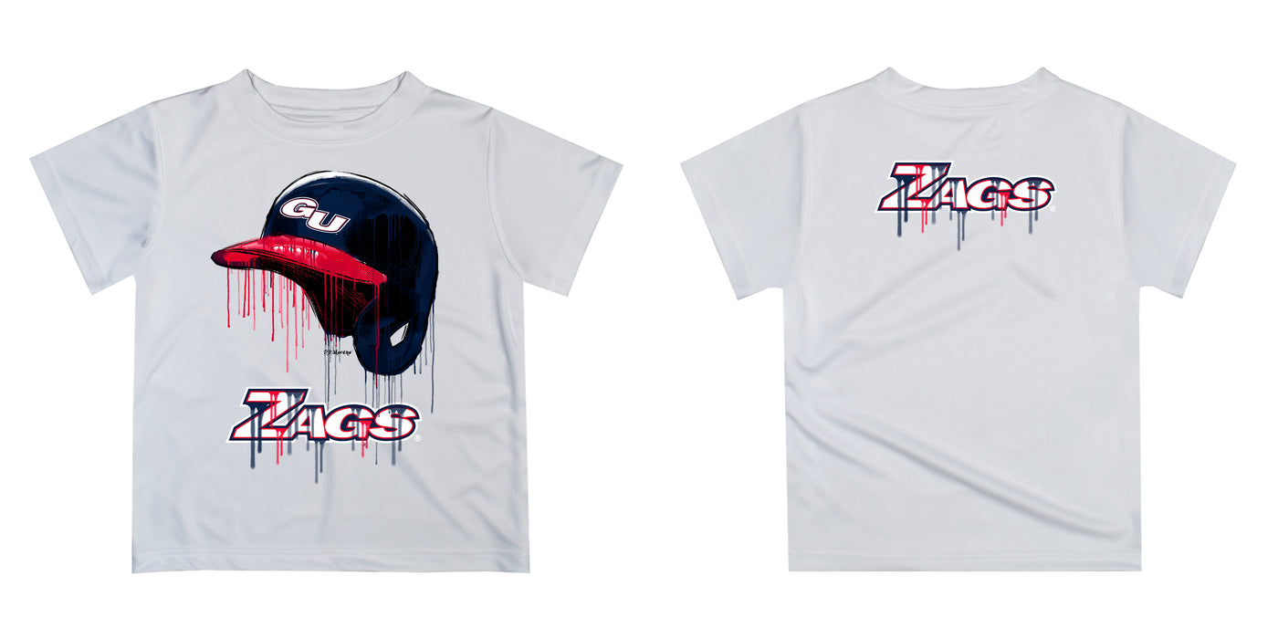 Gonzaga Bulldogs Zags GU Original Dripping Baseball Helmet White T-Shirt by Vive La Fete - Vive La Fête - Online Apparel Store