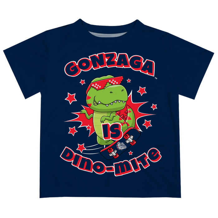 Gonzaga University Bulldogs Zags GU Vive La Fete Dino-Mite Boys Game Day Blue Short Sleeve Tee