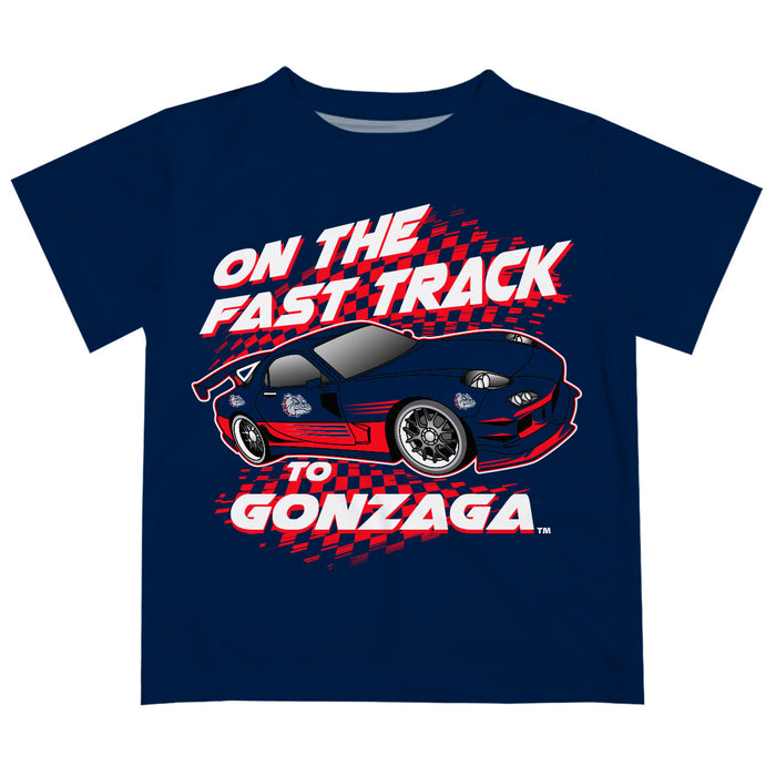 Gonzaga University Bulldogs Zags GU Vive La Fete Fast Track Boys Game Day Blue Short Sleeve Tee