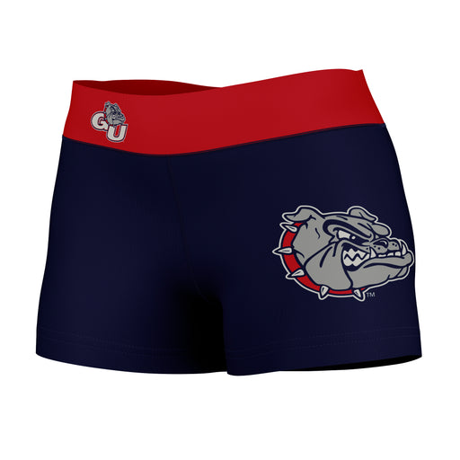 Gonzaga Bulldogs Zags GU Vive La Fete Logo on Thigh & Waistband  Blue Red Women Yoga Booty Workout Shorts 3.75 Inseam
