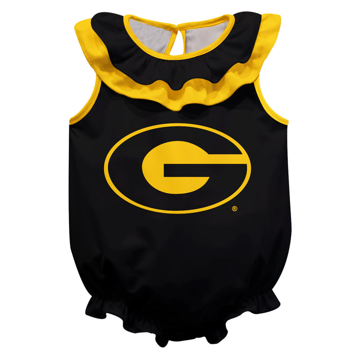 Grambling State Tigers GSU Black Sleeveless Ruffle Onesie Mascot Bodysuit by Vive La Fete