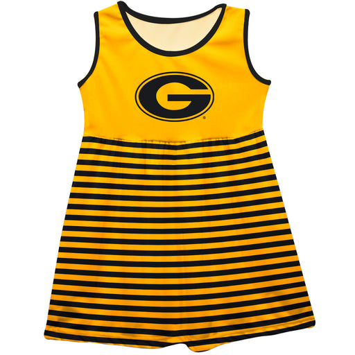 Grambling State Tigers GSU Vive La Fete Girls Game Day Sleeveless Tank Dress Solid Gold Logo Stripes on Skirt - Vive La Fête - Online Apparel Store