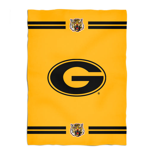 Grambling State Tigers GSU Vive La Fete Game Day Soft Premium Fleece Gold Throw Blanket 40" x 58” Logo and Stripes - Vive La Fête - Online Apparel Store