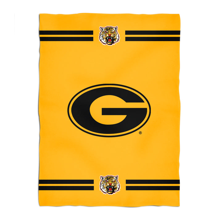 Grambling State Tigers GSU Vive La Fete Game Day Soft Premium Fleece Gold Throw Blanket 40" x 58” Logo and Stripes - Vive La Fête - Online Apparel Store