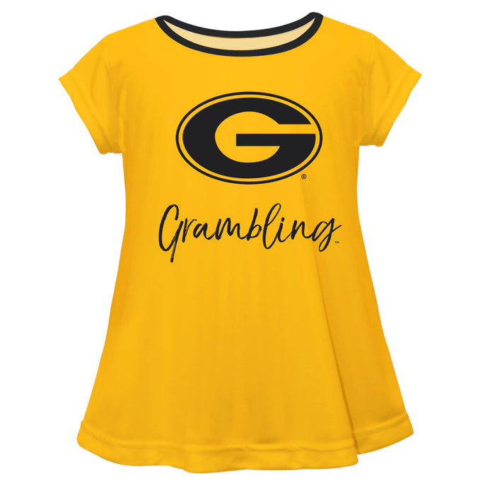 Grambling State Tigers GSU Vive La Fete Girls Game Day Short Sleeve Gold Top with School Logo and Name - Vive La Fête - Online Apparel Store