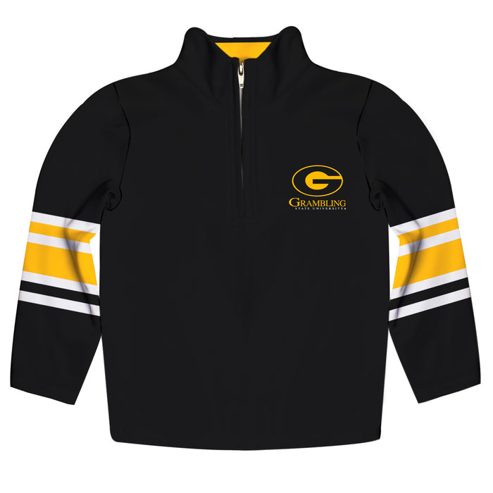Grambling State Tigers GSU Vive La Fete Game Day Black Quarter Zip Pullover Stripes on Sleeves - Vive La Fête - Online Apparel Store