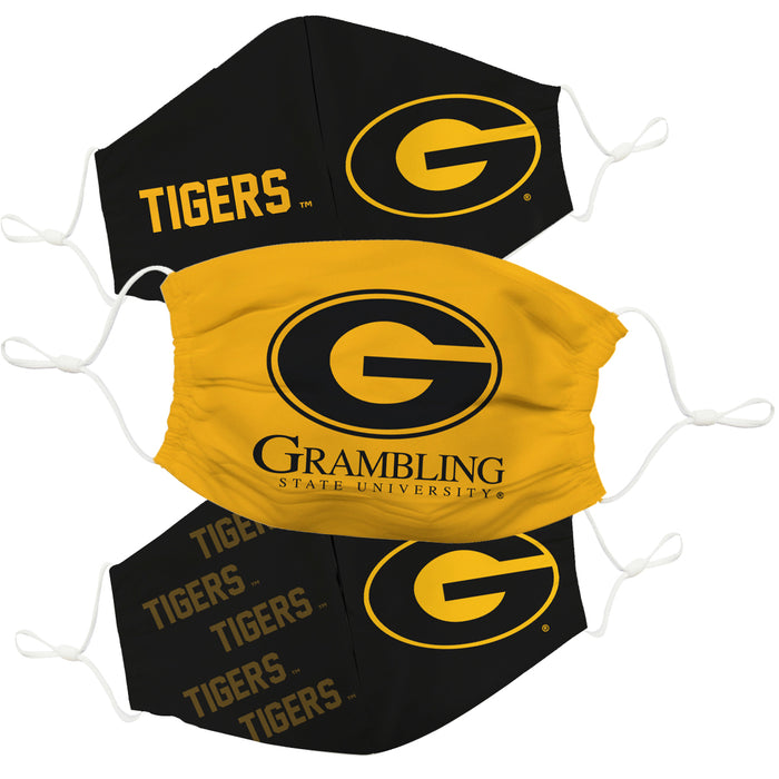 Grambling State Tigers 3 Ply Vive La Fete Face Mask 3 Pack Game Day Collegiate Unisex Face Covers Reusable Washable - Vive La Fête - Online Apparel Store