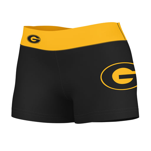 Grambling State Tigers GSU Vive La Fete Logo on Thigh and Waistband Black & Gold Women Booty Workout Shorts 3.75 Inseam"