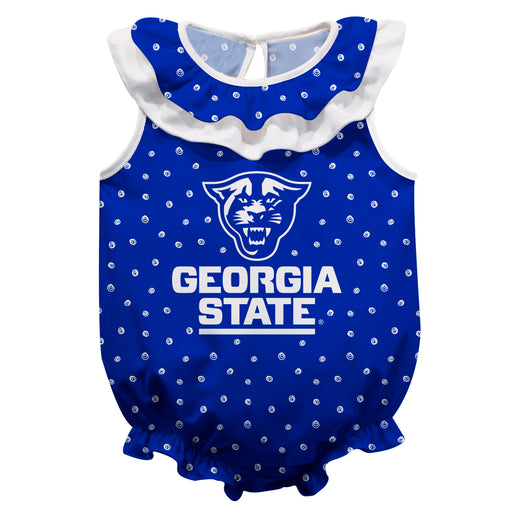 Georgia State Panthers Swirls Blue Sleeveless Ruffle Onesie Logo Bodysuit