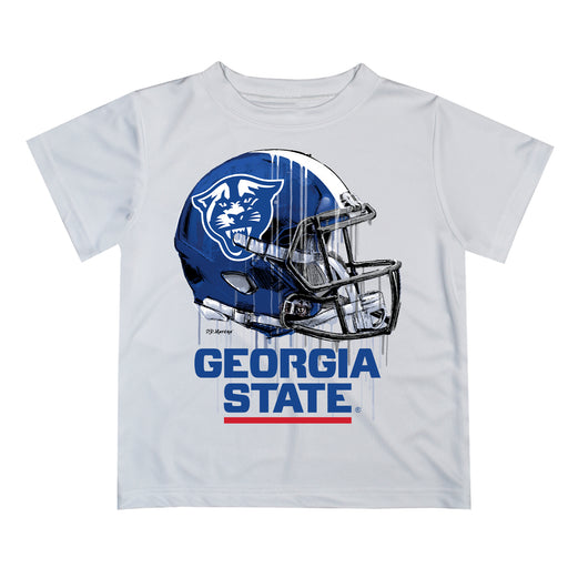 Georgia State Panthers Original Dripping Football Helmet White T-Shirt by Vive La Fete