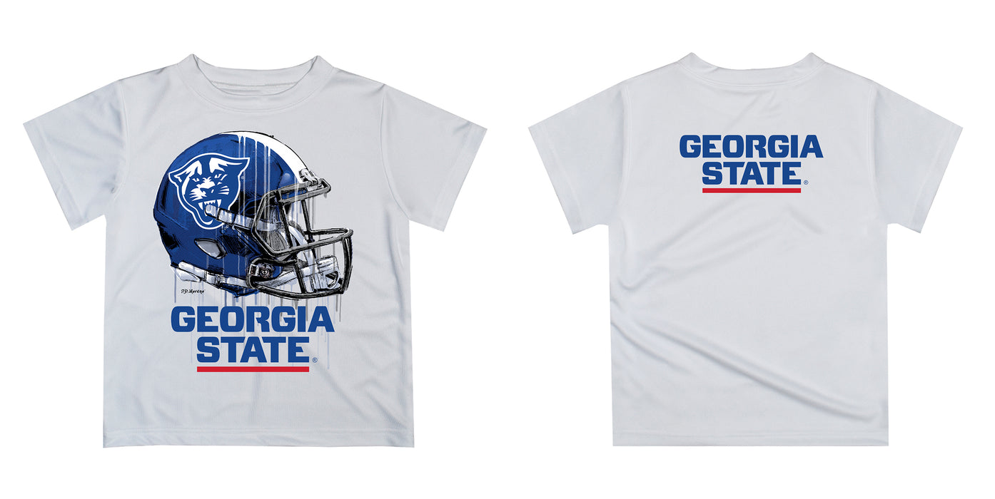 Georgia State Panthers Original Dripping Football Helmet White T-Shirt by Vive La Fete - Vive La Fête - Online Apparel Store