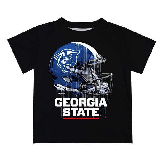 Georgia State Panthers Original Dripping Football Helmet Black T-Shirt by Vive La Fete