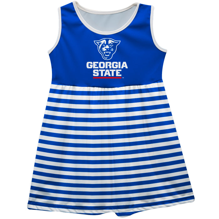 Georgia State University Panthers Blue Sleeveless Tank Dress With White Stripes - Vive La Fête - Online Apparel Store