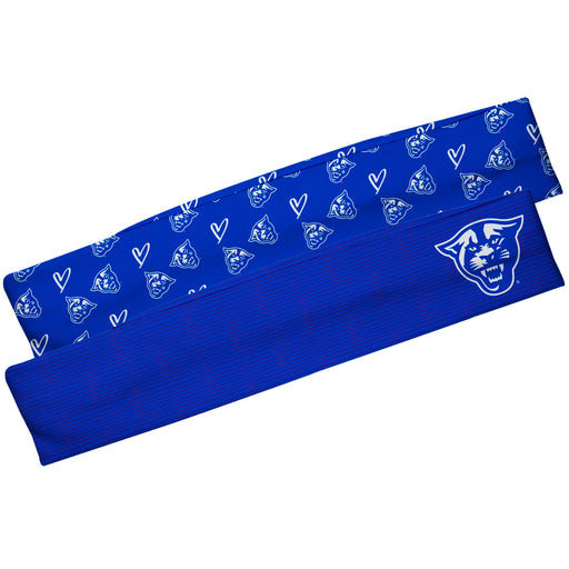 Georgia State Panthers Vive La Fete Girls Women Game Day Set of 2 Stretch Headbands Repeat Logo Blue and Logo